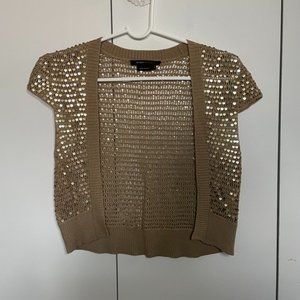 BCBGMaxAzria Tan and Gold Sweater Shrug